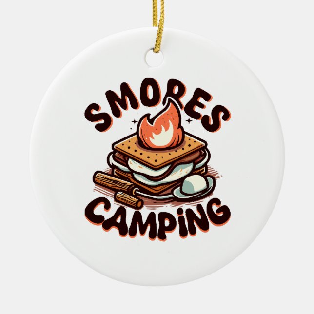 smores camp ceramic tree decoration (Front)