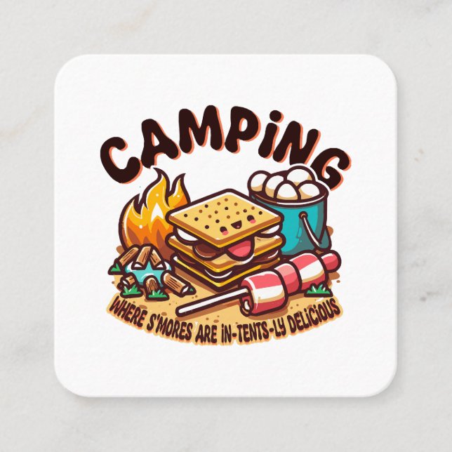 smores camp square business card (Front)