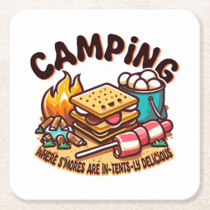 smores camp square paper coaster