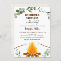 S'mores Campfire Bonfire Greenery Baby Shower Invi