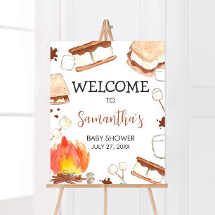 S'mores Camping Baby Shower Welcome Poster