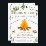 S'mores Camping Campfire Bonfire Birthday Invitation<br><div class="desc">This adorable invitation features our hand drawn s'mores and campfire illustrations with watercolor greenery accents.</div>
