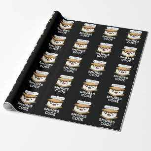 Smores Code Funny Food Pun Dark BG Wrapping Paper