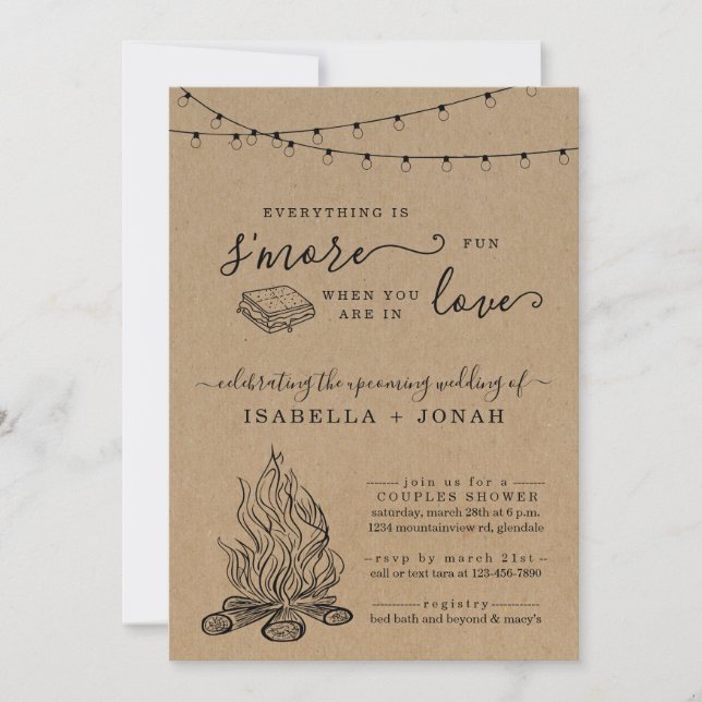 S'mores Couple Couples / Bridal Shower, Engagement Invitation (Front)