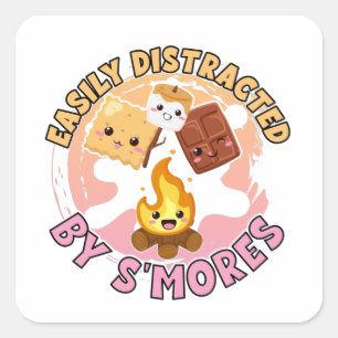 Smores Cute Campfire Camping Vacation Girls Square Sticker