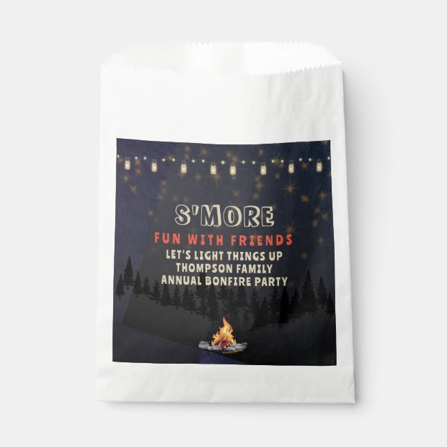 S'mores Fun Bonfire Backyard Cookout Friendsgiving Favour Bags (Front)