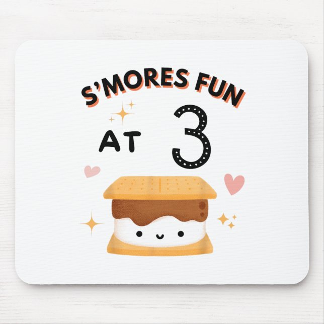 Smores Fun Camping Birthday 3 Years Old Camper 3rd Mouse Mat (Front)
