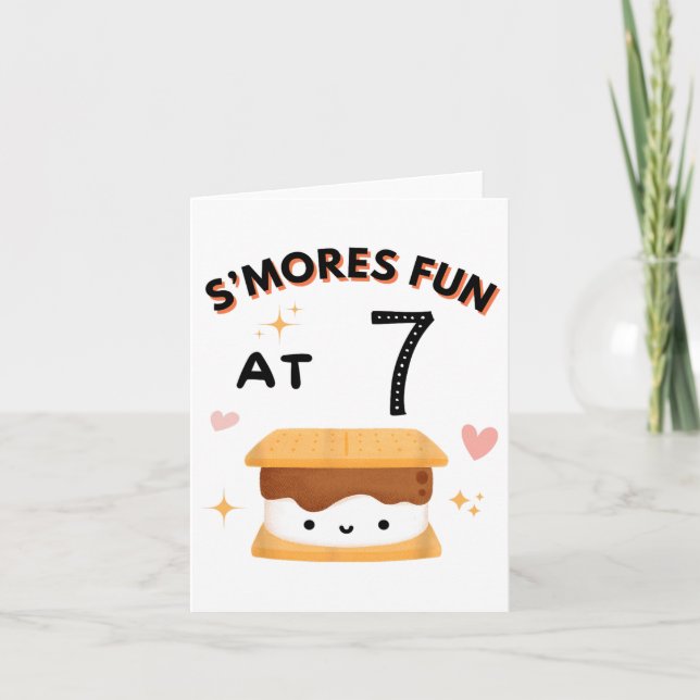Smores Fun Camping Birthday 7 Years Old Camper 7th Card (Front)