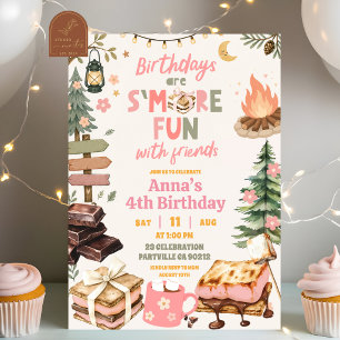 Smores Fun With Friends Girl Birthday Invitation