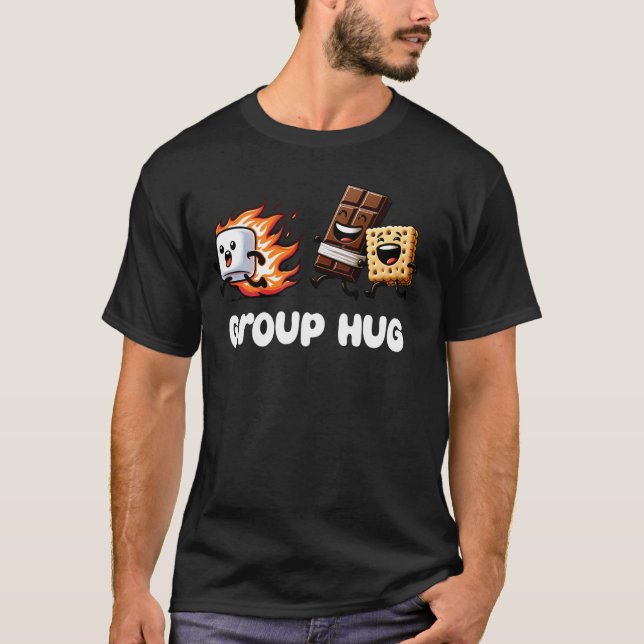 Smores Group Hug Camping Funny Graphic T-Shirt (Front)