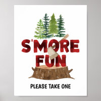Smores Lumberjack Birthday Party Sign Poster
