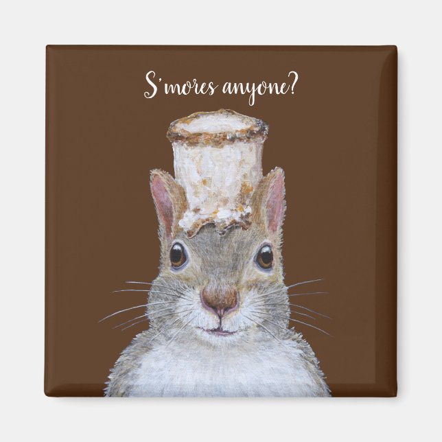 S'mores magnet with cute squirrel (Front)