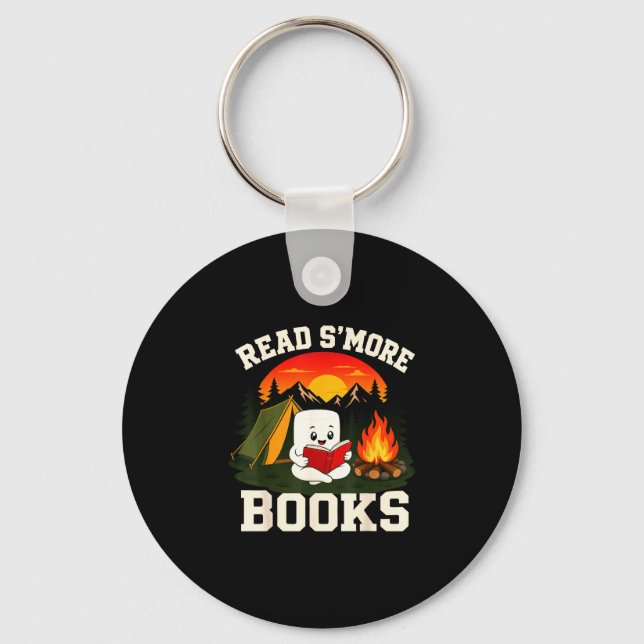 S'mores marshmallow reading campfire  key ring (Front)