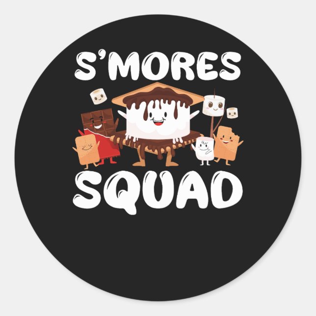 S'mores Marshmallows Funny Smores Squad Camping Ca Classic Round Sticker (Front)