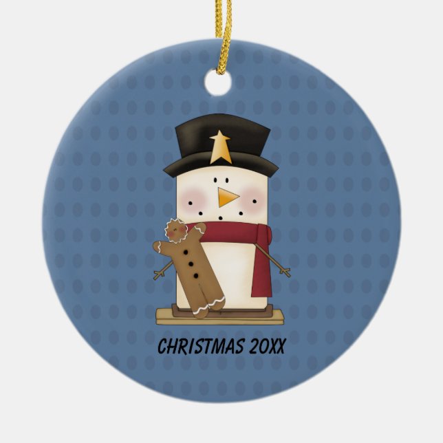 S'mores Snowman with GingerbreadChristmas Ornament (Front)