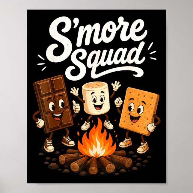 S'mores squad funny marshmallow campfire  poster (Front)