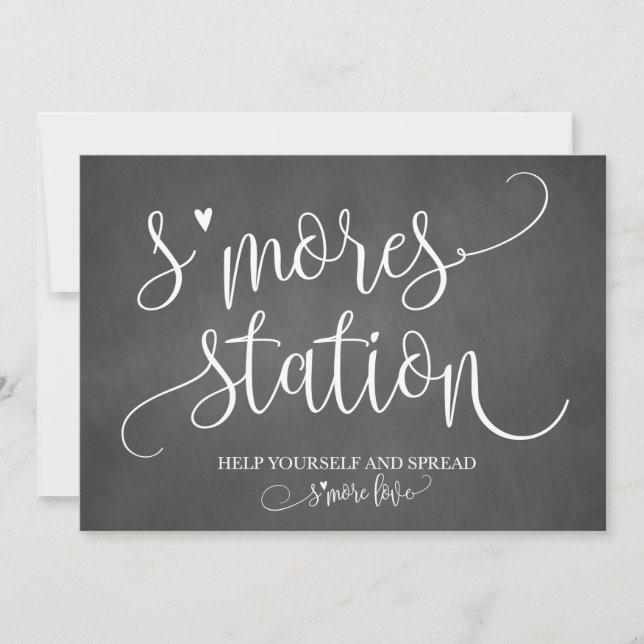 S'mores Station Favour Party Signage 5x7 Invitation (Front)