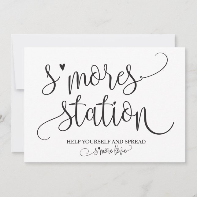 S'mores Station Favour Party Signage Invitation (Front)