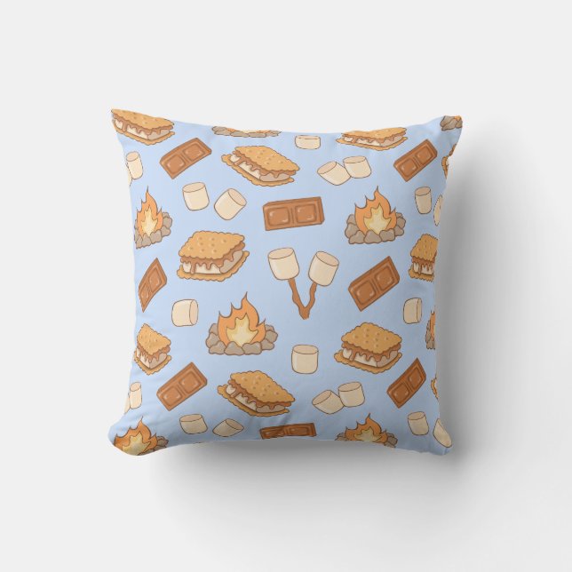 S'mores Vintage Camping Marshmallow Bonfire Camp Cushion (Front)