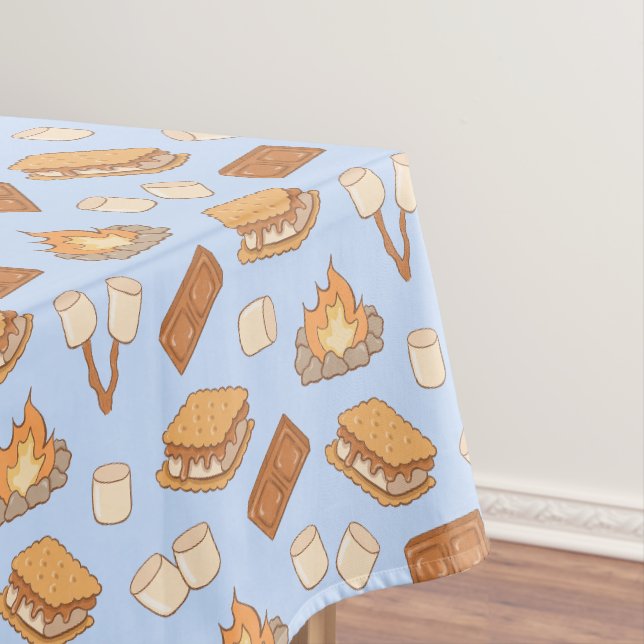 S'mores Vintage Camping Marshmallow Bonfire Camp Tablecloth (In Situ)