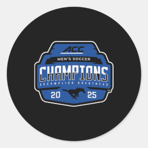 Smu Mustangs Acc Champs 2025 Men's Soccer _1  Classic Round Sticker