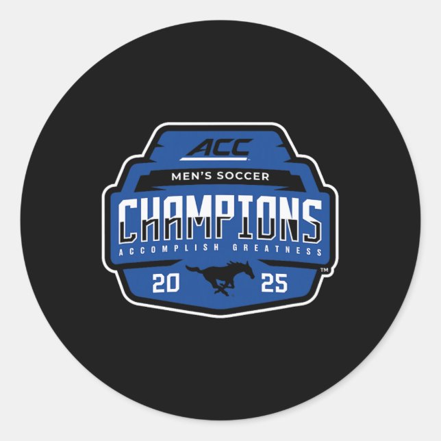 Smu Mustangs Acc Champs 2025 Men's Soccer _1  Classic Round Sticker (Front)