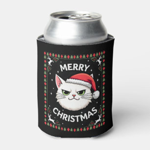 Smudge Cat Ugly Christmas Sweater  (1) Can Cooler