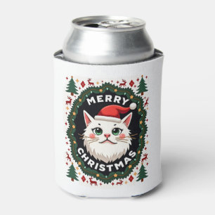 Smudge Cat Ugly Christmas Sweater  (1) Can Cooler