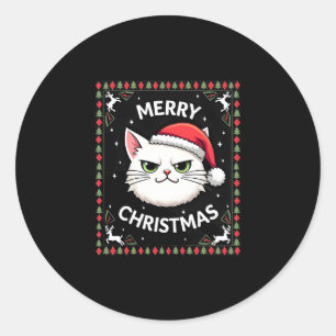 Smudge Cat Ugly Christmas Sweater (1) Classic Round Sticker