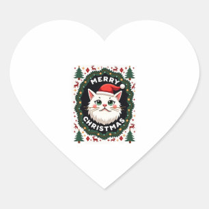Smudge Cat Ugly Christmas Sweater (1) Heart Sticker