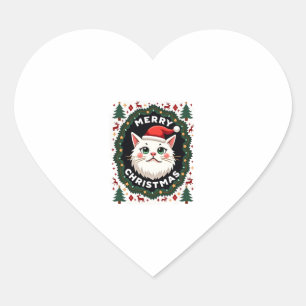 Smudge Cat Ugly Christmas Sweater (1) Heart Sticker