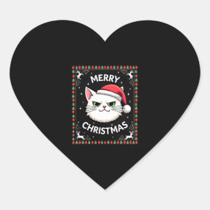 Smudge Cat Ugly Christmas Sweater (1) Heart Sticker