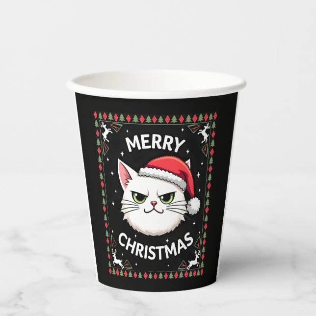 Smudge Cat Ugly Christmas Sweater  (1) Paper Cups (Front)