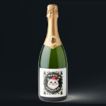 Smudge Cat Ugly Christmas Sweater  (1) Sparkling Wine Label<br><div class="desc">Smudge Cat Ugly Christmas Sweater  (1)</div>