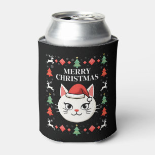 Smudge Cat Ugly Christmas Sweater  (2) Can Cooler