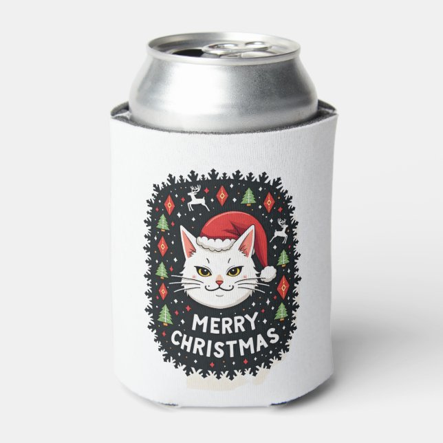 Smudge Cat Ugly Christmas Sweater  (2) Can Cooler (Can Front)