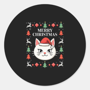Smudge Cat Ugly Christmas Sweater (2) Classic Round Sticker