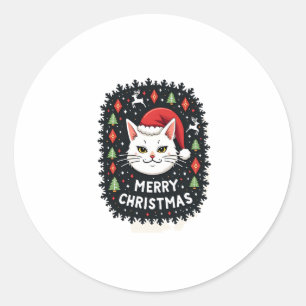 Smudge Cat Ugly Christmas Sweater (2) Classic Round Sticker