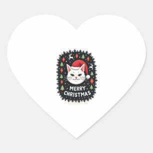 Smudge Cat Ugly Christmas Sweater (2) Heart Sticker