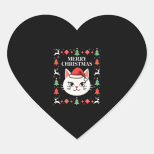 Smudge Cat Ugly Christmas Sweater (2) Heart Sticker