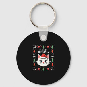 Smudge Cat Ugly Christmas Sweater  (2) Key Ring
