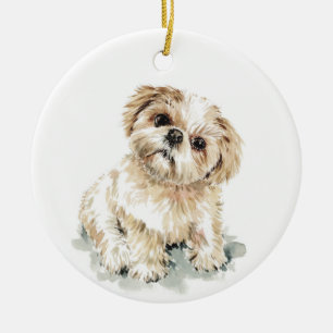 Smudge, Shih Tzu puppy  Ceramic Tree Decoration