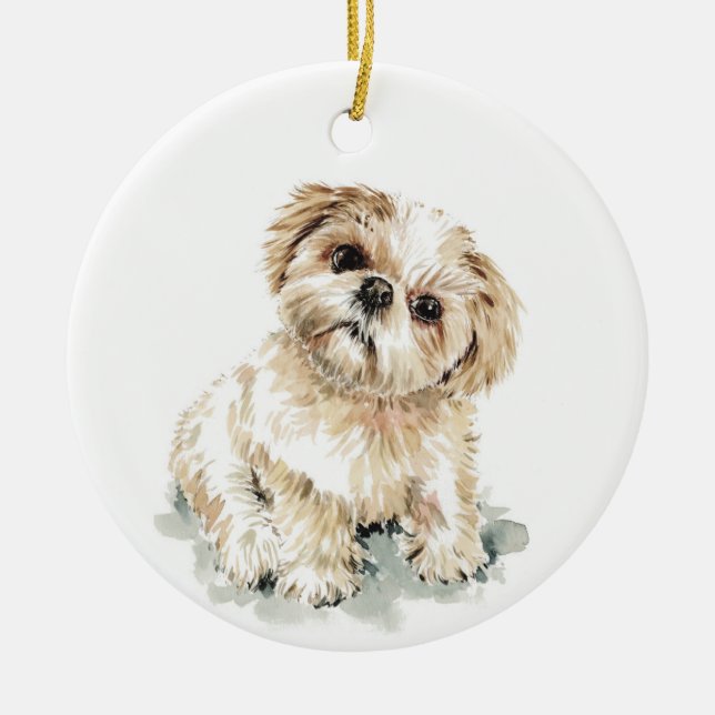 Smudge, Shih Tzu puppy  Ceramic Tree Decoration (Front)