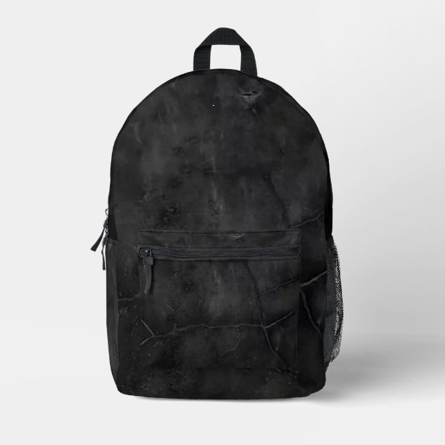Smudged Black Printed Backpack (Front)