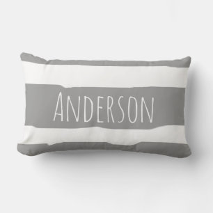 Smudged Grey Stripes Scandinavian Style Lumbar Cushion