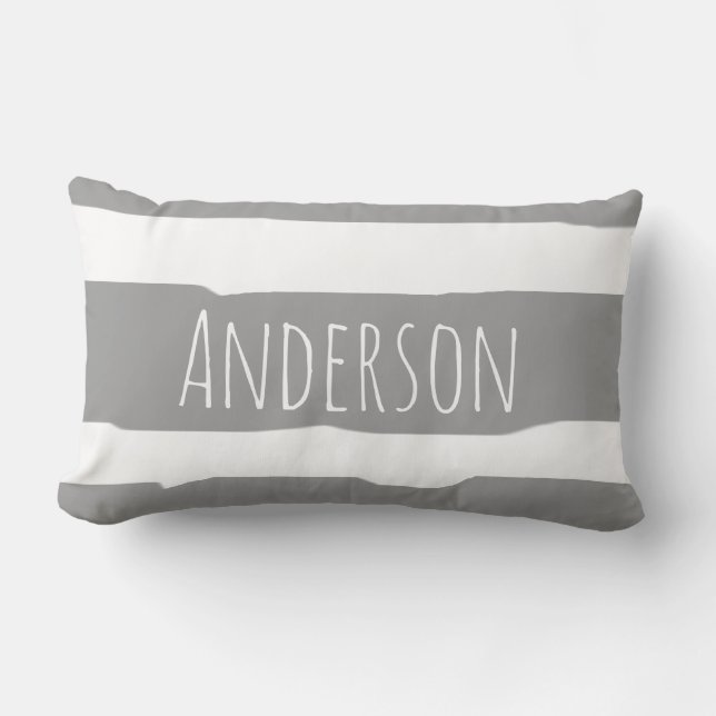Smudged Grey Stripes Scandinavian Style Lumbar Cushion (Front)