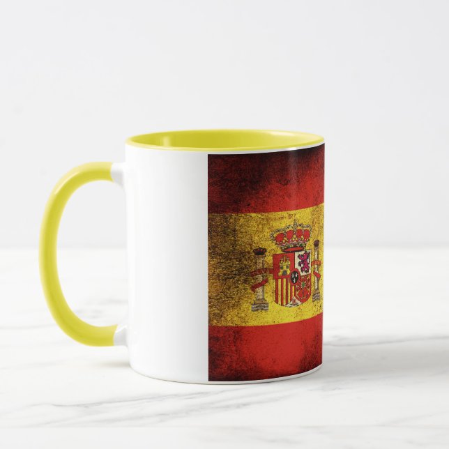Smudged Vintage Spanish Flag Covered Ceramic Mug (Left)