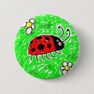 Smudgy Ladybug 6 Cm Round Badge