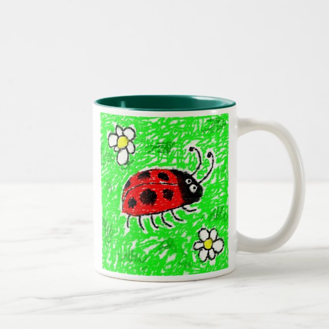 Smudgy Ladybug Two-Tone Coffee Mug (Right)