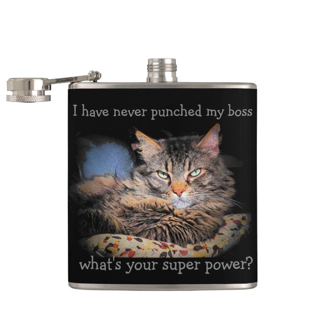 Smug Cat Hates Boss Super Power Hip Flask (Opened)